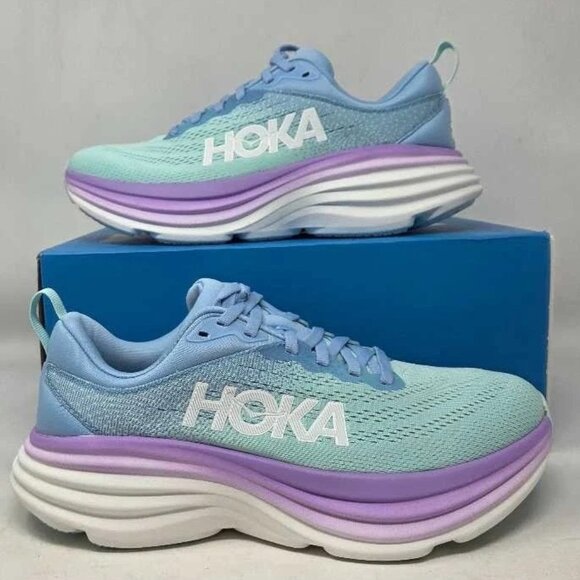 NEW IN BOX Hoka Womens Bondi 8 Shoes Airy Blue Sunlit Ocean...